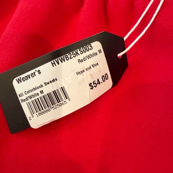 Kansas Two-Tone Red and White Adult Medium Sweatpants - Picture 2 of 6